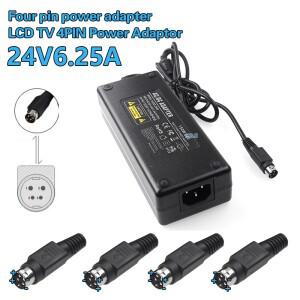 LCD TV 모니터용 AC100V-240V DC 컨버터 어댑터, 평면 패널 DVR, 24v 6a 4 핀, 6.25a 150w 핀