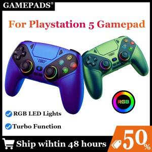 플레이스테이션 5/PS5 Pro/슬림/PC 무선 컨트롤러용 게임패드 RGB 조명, 듀얼 진동 마크로/터보 기능 탑재