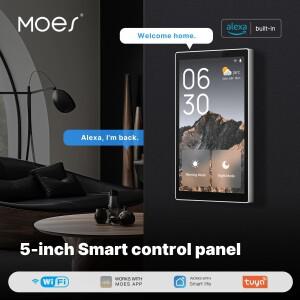 MOES Tuya Wifi 스마트 5인치 터치 스크린 미국 센터 제어판 음성 Alexa 및 ZigBee 게이트웨이 내장 장면