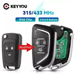 KEYYOU 315/433 MHz ID46 칩 스마트 컨트롤 Cruze Sail Orlando Mbu eo Spark 용 플립 카 원격 키 수정
