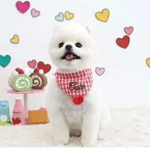 오너클랜 강아지 스카프 턱받이 하트 보타이 애견 머플러 액세서리 스카프 강아지