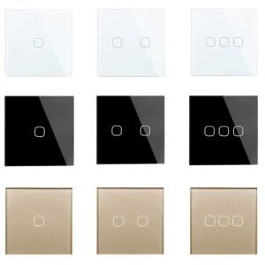 터치 스위치 EU/UK 표준 백색 크리스탈 유리 패널 AC220V, 1구 1로, EU 조명 벽 스크린