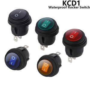 1Pcs on/off SPST 라운드 방수 보트 LED 로커 스위치 라이트 12V 220V 전원 버튼 on off тумблер л