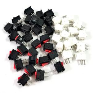 15pcs 미니 로커 스위치 SPST 검정색과 빨간색 스냅인 버튼 AC 250V 3A / 125V 6A 2 핀 I/O 10x15mm On-off