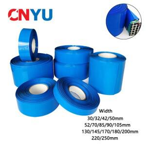 1M/롤 폭 30-250mm 파란색 18650 리튬 배터리 PVC 열 수축 튜브 팩 절연 필름 랩 케이스 슬리브