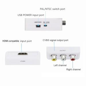 HDMI 호환 AV 스케일러 어댑터 비디오 컨버터 박스 RCA AV/CVSB L/R 1080P 지원 NTSC PAL