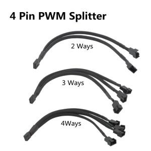 컴퓨터 CPU 케이스용 PWM 어댑터 케이블  팬 슬리브 전원 2  3  4 웨이  핀 스플리터  암-3/4