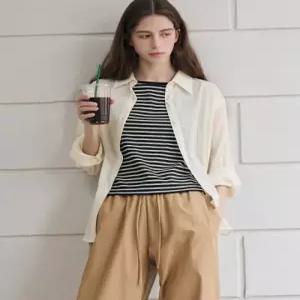 [국내정품] 드로우핏 DRAW FIT 스내피 웨이퍼 코튼 셔츠 [YELLOW BEIGE] DFWMSH5206YBE