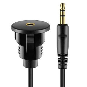 수암 AUX 오디오 잭 방수 익스텐션 케이블  자동차 트럭 대시 보드 패널  플러시 마운트 3.5mm