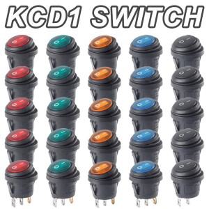 Waterproof KCD1 Round Button ON-OFF Switches Boat-shaped Push Rocker Light 12V 220V