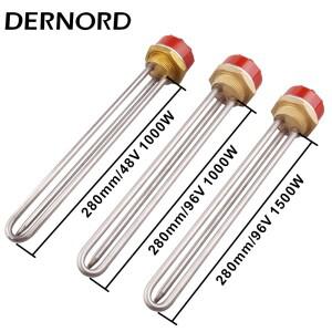 DERNORD 48v 96v 온도 조절 장치 관형 DC 가열 요소 SUS304 250W/450W/1000W/1500W DN32 워터용 히터 침수
