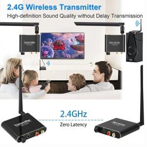 서브우퍼 스피커용 볼륨 조절 리시버 무선 오디오 어댑터  50m 장거리 2.4GHz 송신기  R/L OR 3.5mm 잭