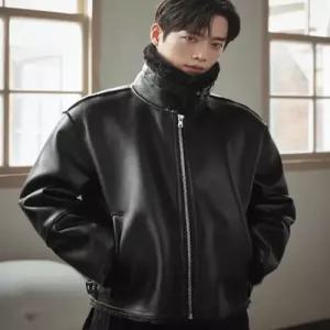 [국내정품] 드로우핏 DRAW FIT 오버사이즈 라인 무스탕 자켓 [BLACK] DFJK2401BK