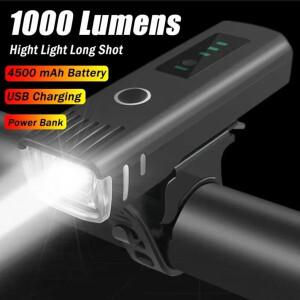 1000LM 자전거 전조등 밝은 LED 플래시라이트 랜턴 USB 충전식 MTB 후미등 사이클링 헤드라이트