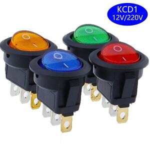 4Pcs 12V/220V Led 스위치 16A 12V 전등 전원 자동차 버튼 조명 ON/OFF 3pin 라운드 로커 KCD1