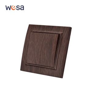 WESA 갈색 나무 서리로 덥은 빛 벽 스위치 난연성 플라스틱 패널 버튼 1 갱 단방향 로커 켜기 및 끄기 AC