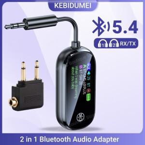 2in 1 블루투스 5.4 송수신기 스테레오 3.5mm AUX 비행기 오디오 무선 어댑터 마이크 TV PC 헤드폰 자동차