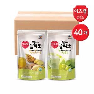 CJ이츠웰 플리또 과일주스 파우치 130ml 혼합 40개 (망고 20+청포도 20)