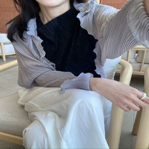 신딜 플리츠 볼레로 스카프 가디건(5color)