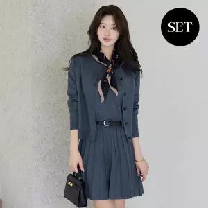 [모리스커밍홈] 플리츠 미니 원피스+가디건 세트_M2509SE057C