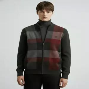 닥스 남성 25FW 차콜그레이 울100% 체크 풀집업 스웨터 DMSW5D302CG