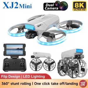 XJ2Mini 카메라 드론 전문가용 듀얼 카메라 접이식 풀 프로텍티브 커버 360 롤 LED 조명 브러시리스 모터 R