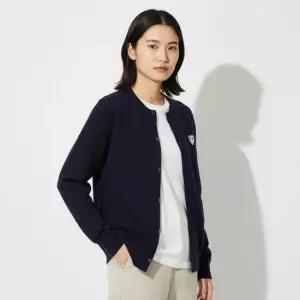 꼼데가르송 25FW 네이비 하트 로고 울 카디건 AX N061 051 2