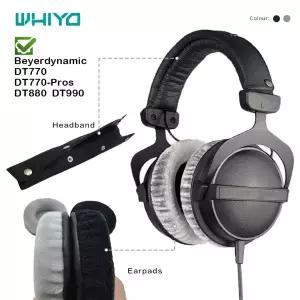 Whiyo 벨벳 교체 EarPads 머리띠 Beyerdynamic DT770 DT880 DT990 프로 헤드폰 쿠션 헤드셋 슬리브 귀마개