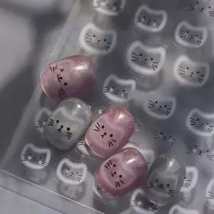 네일아트 귀여운 냥이 고양이 얼굴 자석네일형 스티커