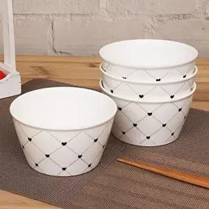 고품질 체크하트 공기4P 세라믹용기 세락믹공기 도자기공기 공기세트 W0D7A23