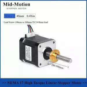 리드 스크류 100-300mm Tr8이 있는 선형 스테퍼 모터 NEMA 17 40mm 스테퍼 모터