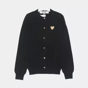 꼼데가르송 옐로우 하트 패치 울 크루넥 공용 가디건 AX N049 051 1
