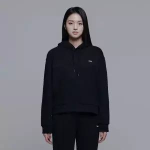 [내셔널지오그래픽]N241WHD060 여성 레푸스 크롭 세미 오버핏 후디 맨투맨 CARBON BLACK