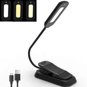 ZYK 북 라이트 3단계 밝기 조절이 가능한 12 LED USB 충전식 독서등 눈 보호용 야간 램프