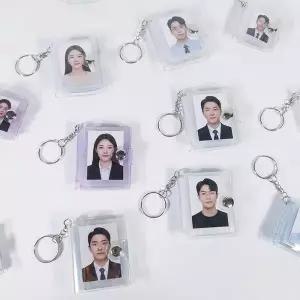 미니 앨범 키링 투명 펄 사진첩 열쇠고리 DD-13509