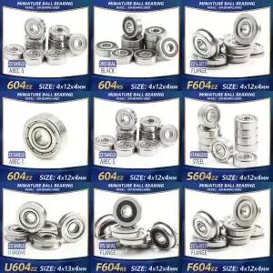 FUSHI 604 ZZ 베어링 4x12x4 10Pcs RS 강력한 산업용 용 핸드 피스 고속