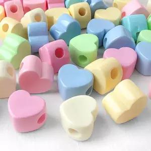비즈아이 [6720-12]아크릴비즈 큰구멍 통과형 하트 21x19.5mm 랜덤발송 ,1개