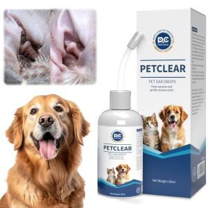 펫클리어 60ml 천연 귀약 - 개 고양이 귀 관리, 진드기/귀지/냄새 제거, 가려움 완화, 자극/잔여물 없음,