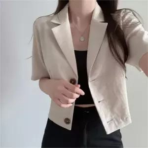 편한 베이직 린넨 크롭자켓