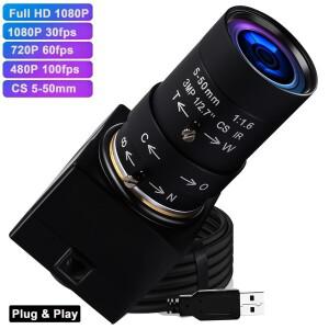 ELP HD 웹캠 1080P CS 5-50mm 수동 줌 가변 초점 USB 카메라 PC용 무료 드라이버