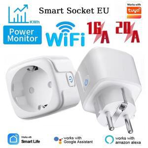 스마트 플러그 WiFi 소켓 EU 16A/20A 전원  타이밍 기능 포함 Tuya Smart Life APP 는 Alexa Google 과 합