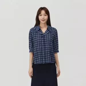 PAT 체크 코튼 프릴 블라우스_1K42508