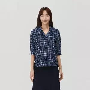 PAT 체크 코튼 프릴 블라우스_1K42508