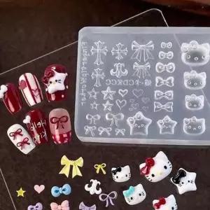 네일아트 DIY 귀여운 고양이 크롬 파츠 만들기 몰드 gr1512E 멀티네일몰드 클레이젤