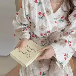 (다올)빅사이즈 여성 샤워가운 체리앤베어 로브