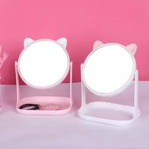 고양이 귀 탁상용 수납 거울 메이크업 데스크