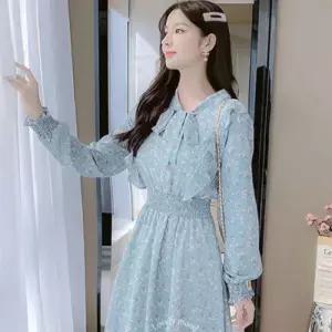 [텐바이텐]꽃무늬 긴팔 롱 드레스 밴딩 프릴 러플 봄가을 원피스 여성봄원피스