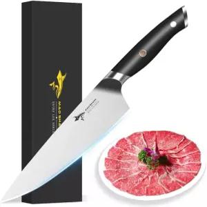 MAD SHARK 8인치 셰프 나이프 - 독일 고탄소 스테인리스 스틸 주방 전문가용 면도기 샤프 엣지 남편 남성