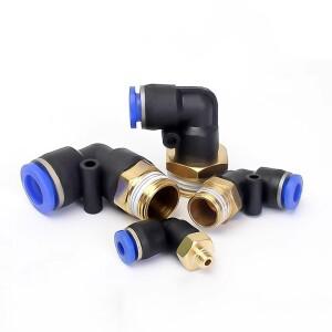 5PCS 4mm 6mm 8mm 10mm 12mm x M6 M8 M10 M12 M14 미터법 수나사 엘보 원터치 공기 공압 퀵 파이프 피팅
