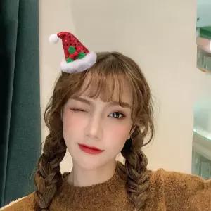 머리핀(7cmx11cm) 1p 크리스마스머리핀 크리스마스핀 헤어핀 산타모자